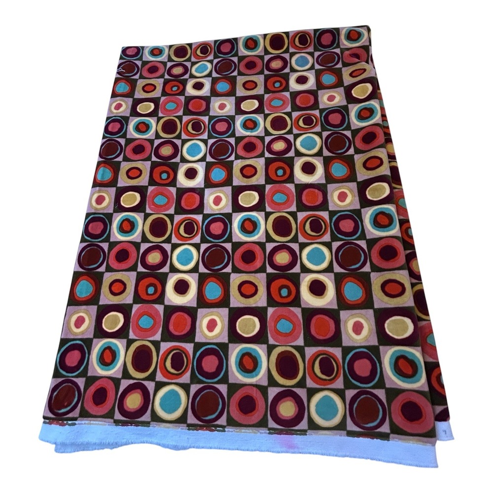 Heavy Cotton Velvet Fabric 54x80 Retro Mod Geometric Circle Upholstery